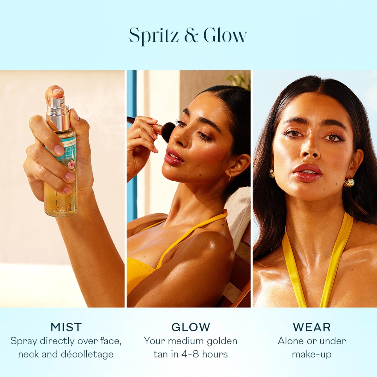 St.Tropez Self Tan Purity Bronzing Water Face Mist, Natural Sunkissed Glow with Hyaluronic Acid & Antioxidants, Vegan, Natural & Cruelty-Free Face Care, 2.7 Fl Oz