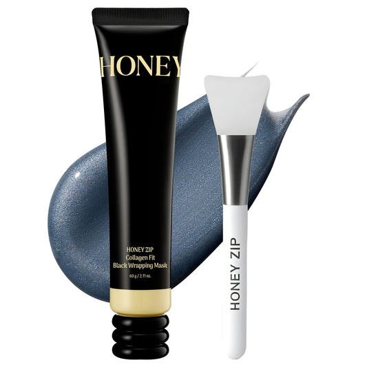 Honey Zip Korean Collagen Wrapping Mask, Peel Off Mask with Honey & Charcoal for Hydrating, Elasticity and Glass Skin, Suitable for All Skin Types, 60g