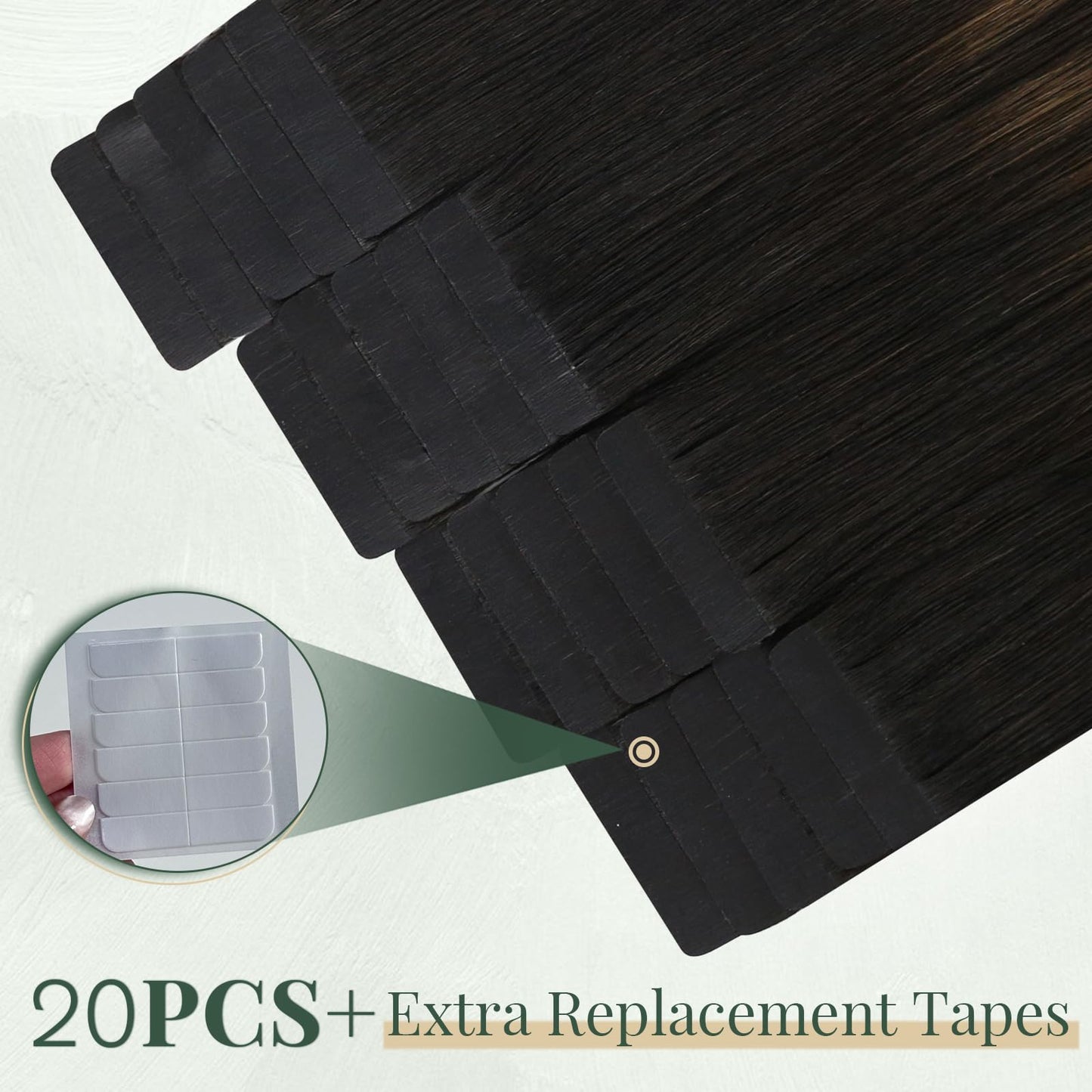 Ugeat Tape in Hair Extensions Human Hair Ombre Human Hair Tape in Extensions Darkest Brown Medium Brown with Golden Blonde Tapes in Extension for Women 14 Inch 40G 20Pcs