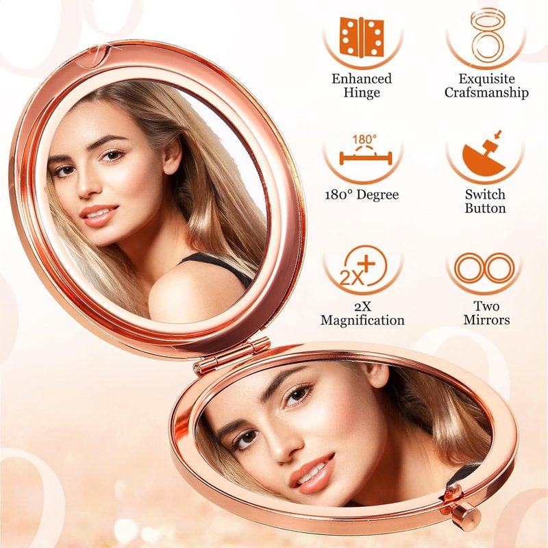 Inspirational Compact Mirror - 10 Pcs Double-Sided Pocket Mirror with Rhinestones | Portable Handheld Makeup Mirror for Women & Girls