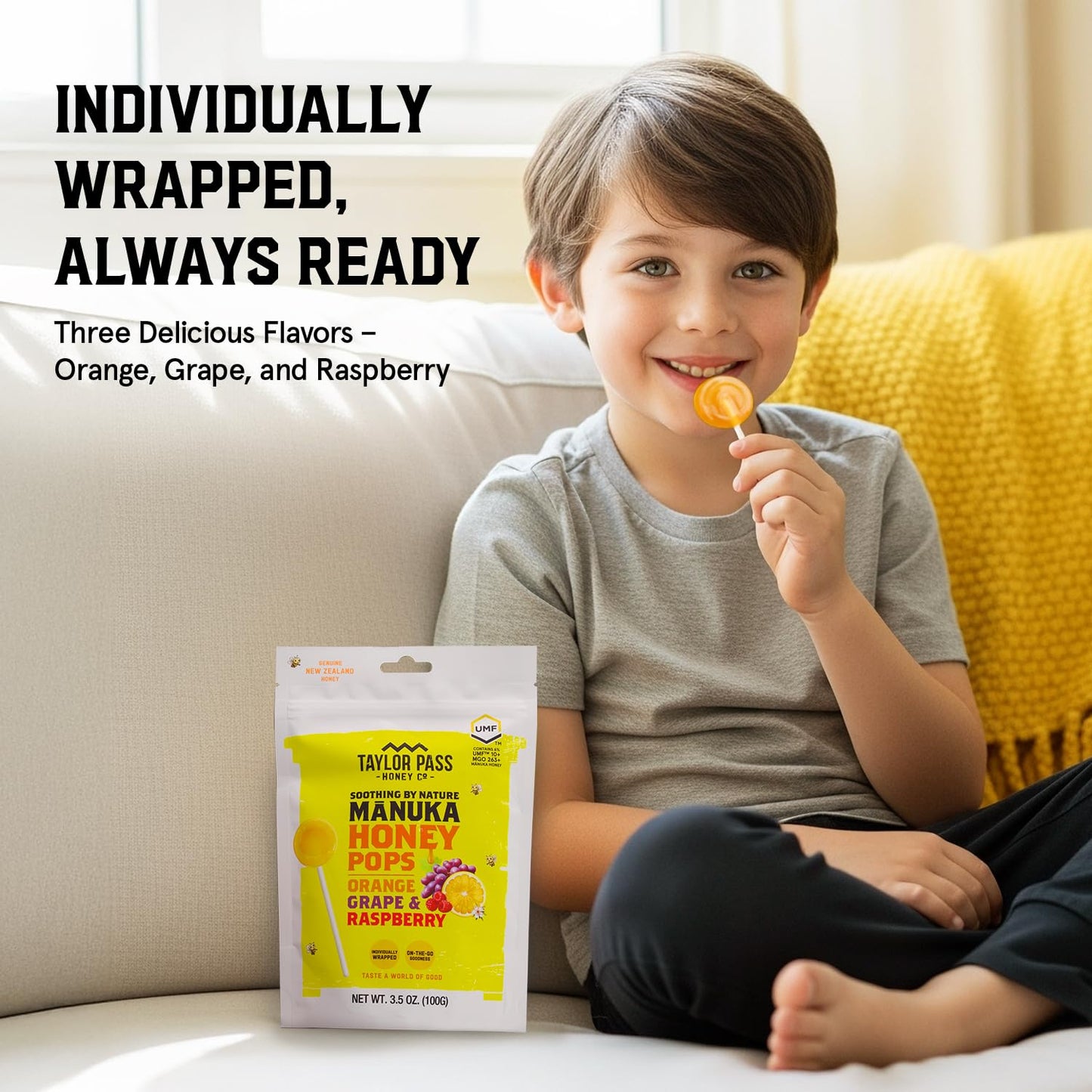 Taylor Pass Honey Co Mānuka Honey Pops UMF™ 10+, 13 Ct, 3 Flavors, NZ