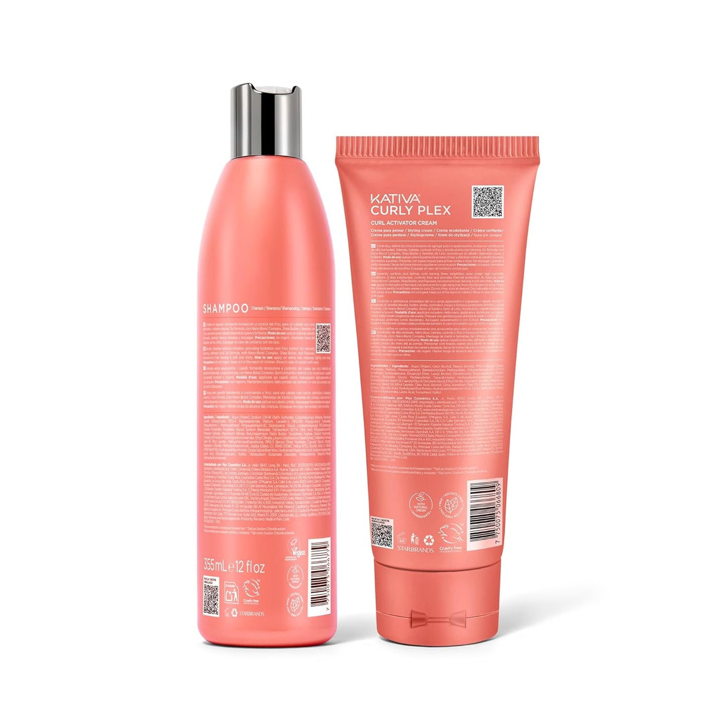 Kativa Curly Plex Shampoo & Activator Cream Bundle | 8oz Each | Curl Definition & Reconstruction with Nano-Bond Complex