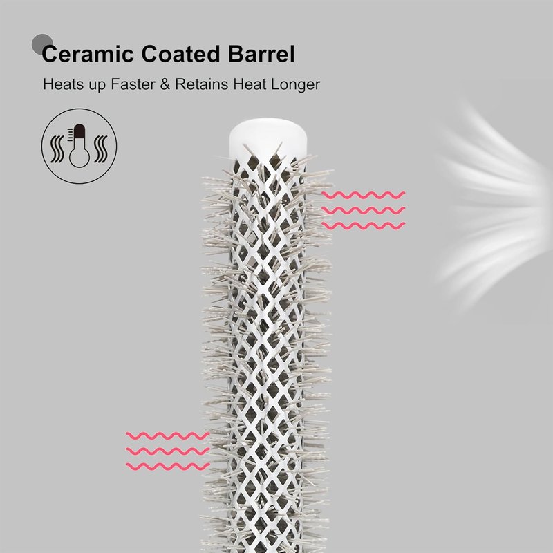 Eagle Fortress Round Brush - Thermal Ceramic Hair Brush for Professional Blowouts | 0.98 Inch, Grey