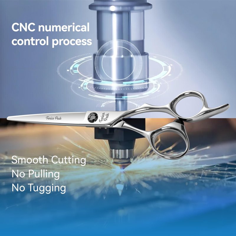 Fenice Peak CNC Professional Hair Cutting Scissors 5.5 Inch Sharp Convex Blade Barber Shears Made of VG10 Japanese Stainless Steel with Adjustment Screw for Salon Hairdressing and Home User