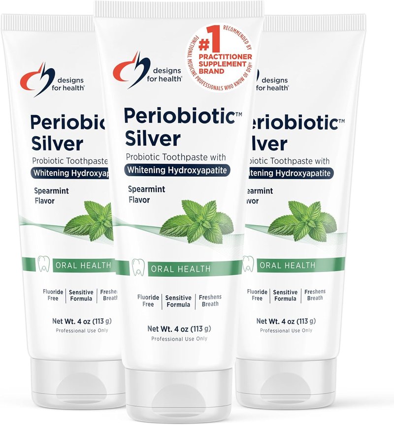 PerioBiotic Silver Hydroxyapatite Toothpaste - Fluoride-Free Oral Probiotics for Gum Health & Whitening | 3 Pack, 4oz