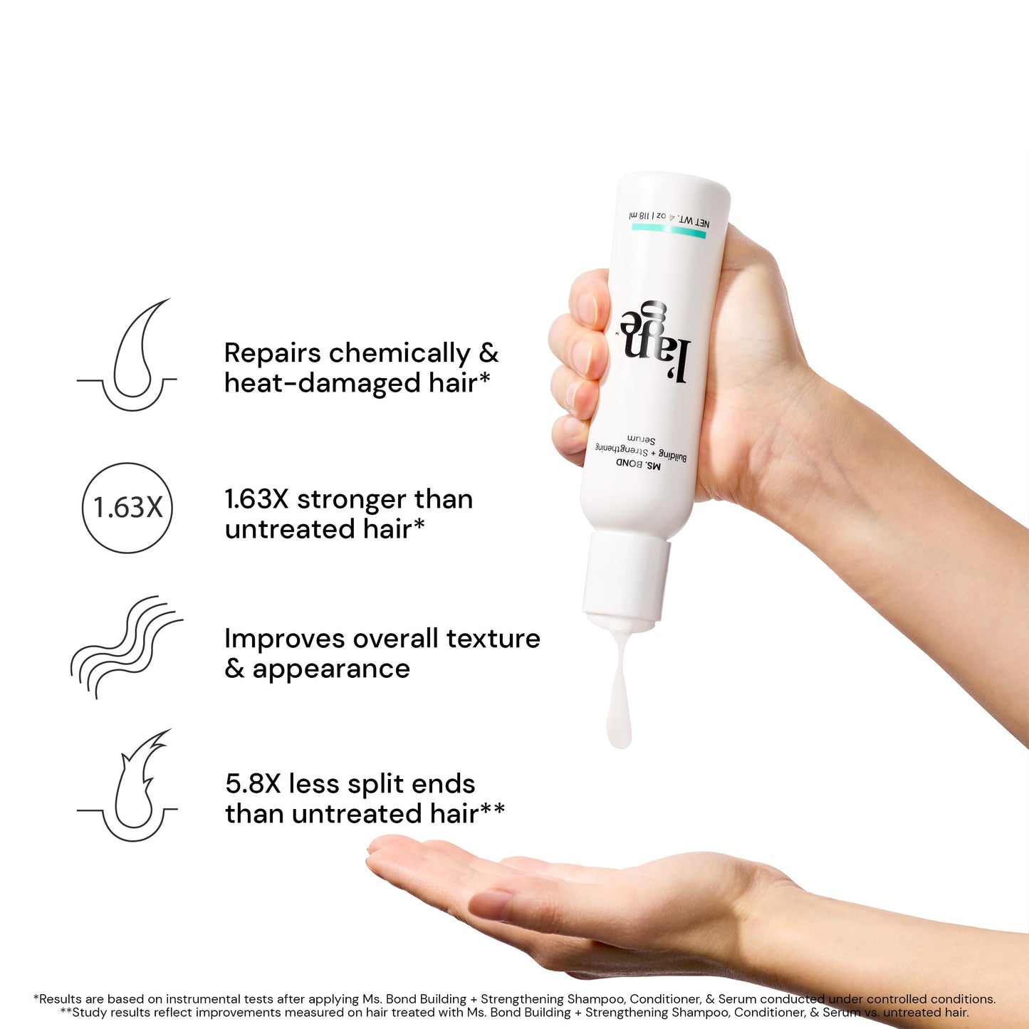 L'ANGE HAIR Ms. Bond Building + Strengthening Hair Serum | Restores Bonds | Intensive Treatment for Breakage Recovery | Mask for Smooth Finish | Moisturizing Formula | 4 fl oz Bottle