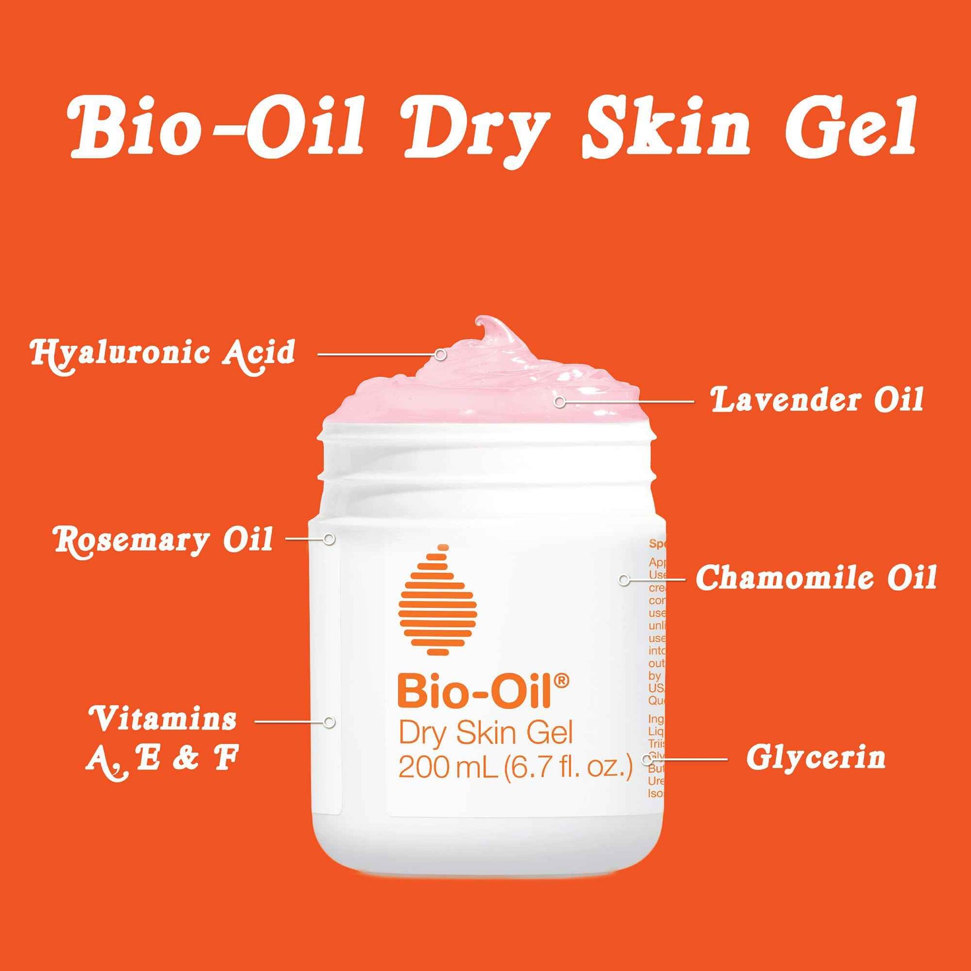 Bio-Oil Dry Skin Gel, Face and Body Moisturizer, Fast Absorbing Hydration, with Soothing Emollients and Vitamin B3, Non-Comedogenic, 6.7 Oz