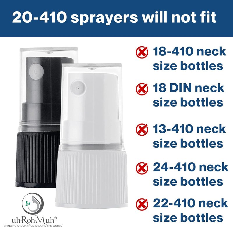 Fine Mist Spray Caps - 20-410 Ribbed Skirt Replacement Tops for Hair & Skincare | Pack of 50, Black