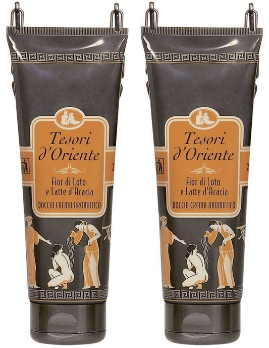 Tesori d'Oriente:"Fior di Loto" Lotus Flower and Acacia Milk Shower Cream 8.45fl.oz (250ml) Packages (Pack of 2) [ Italian Import ]