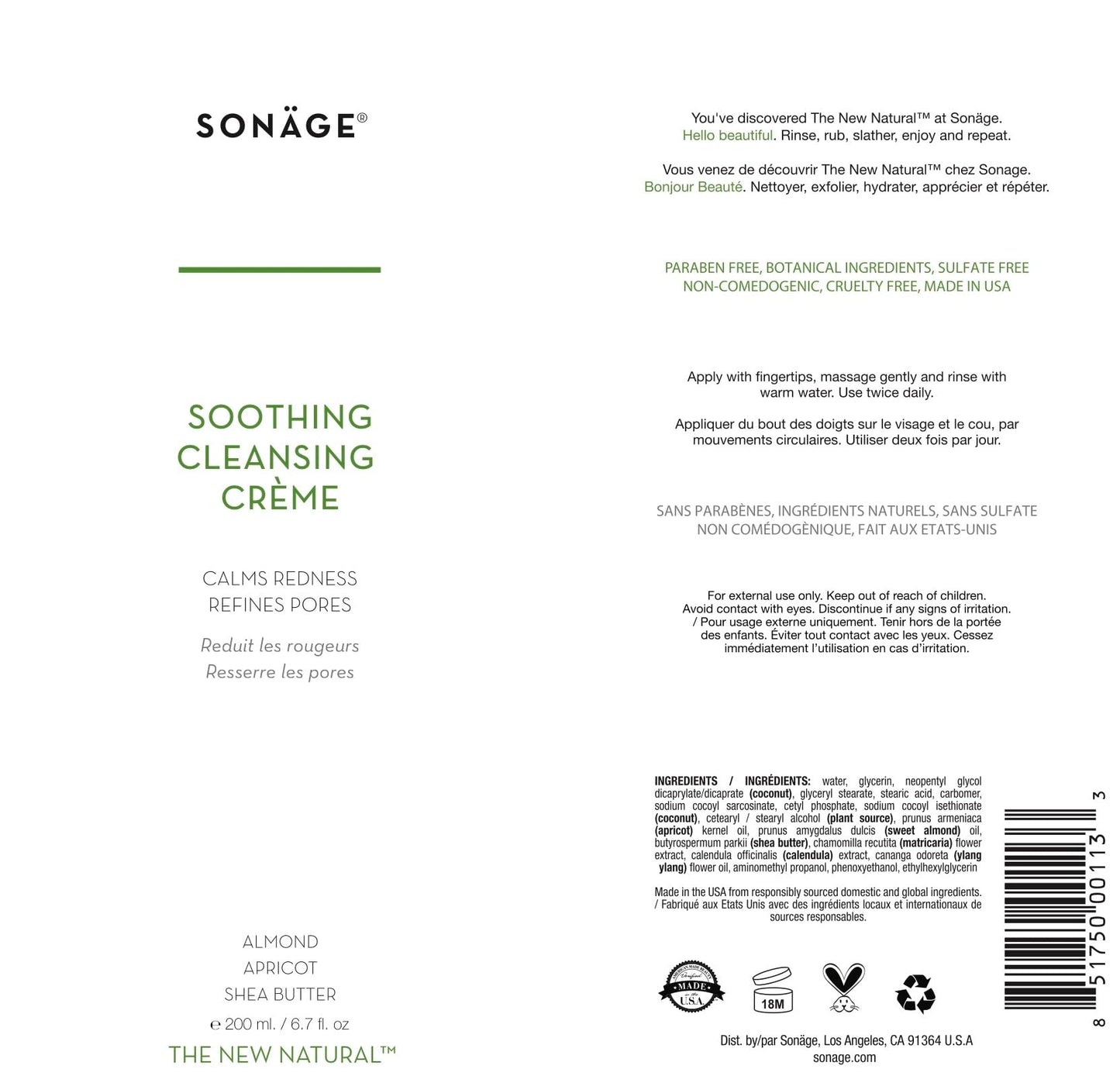 SONAGE Soothing Cleansing Cream | Gentle Daily Face Wash & Makeup Remover For Sensitive Skin | Balances, Soothes & Cleanses