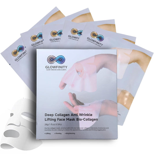 GLOWFINITY - Deep Collagen Korean Skin Care Anti Wrinkle Lifting Face Mask Bio-Collagen Real Deep Mask, Hydrating Overnight Collagen Face Mask for Lifting, Firming and Moisturizing (5pcs/1 Box)