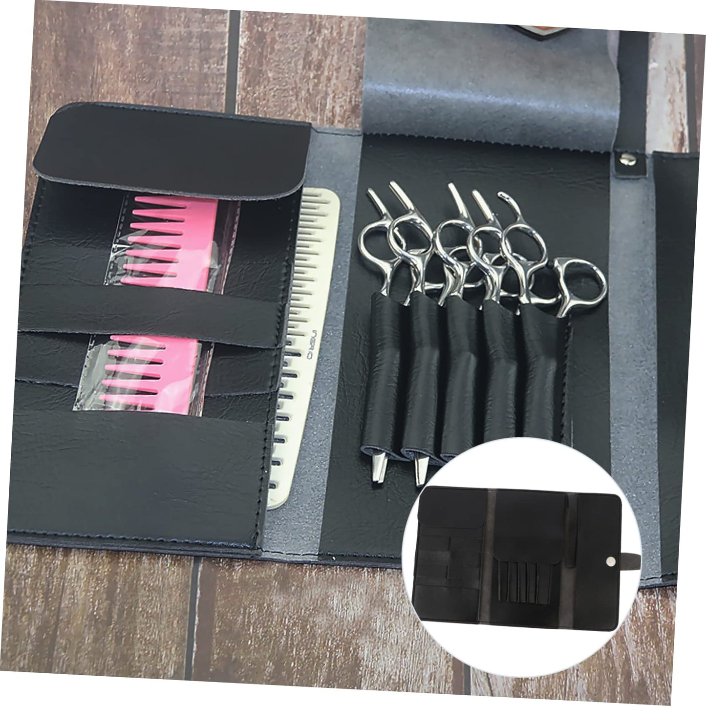 Angoily Foldable Hairdressing Tool Bag 15X10X0.4In Portable Barber Shears Case with Large Capacity for Professional Hairdresser Scissors and Styling Tools Salon and Home Organizer