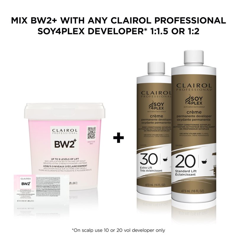 Clairol Professional BW2+ Dedusted Extra Strength Powder Lightener for Hair Highlights, 32 oz.