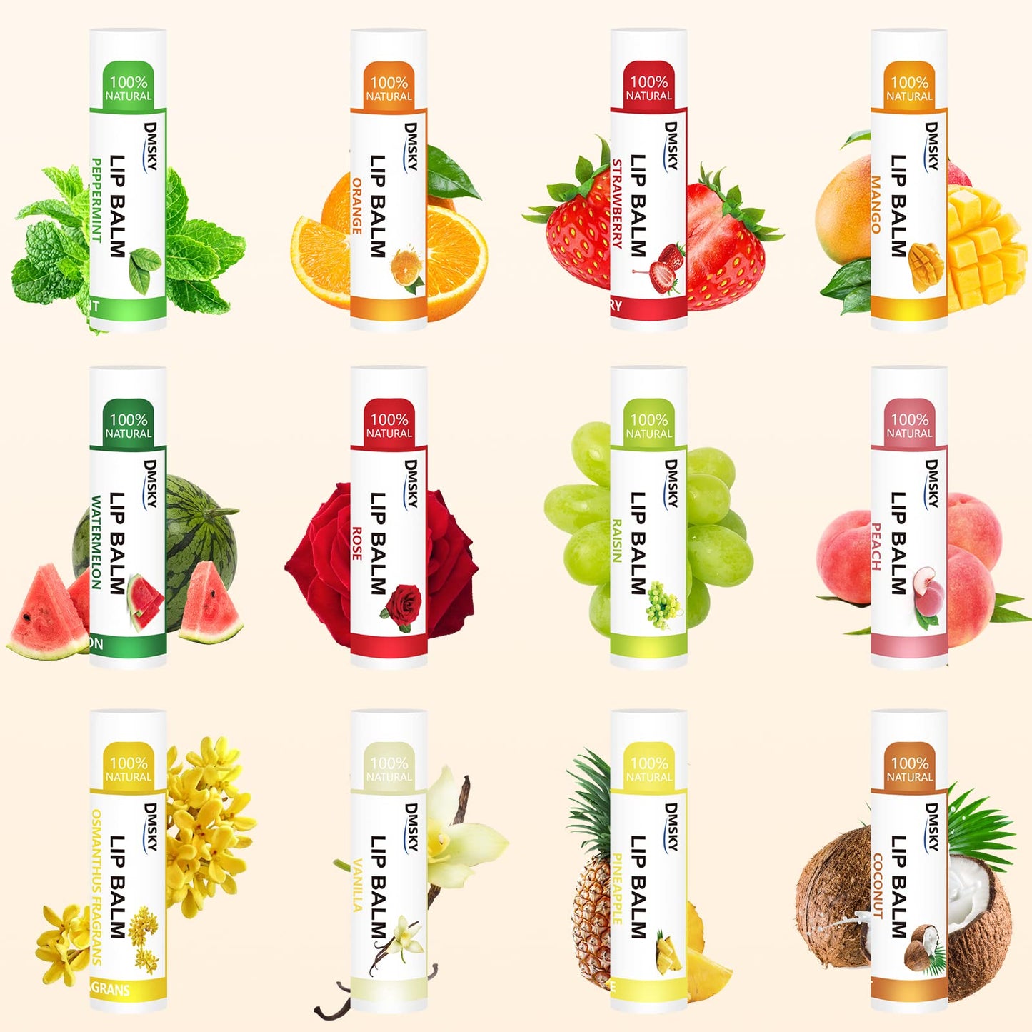 DMSKY Lip Balm 120 Pack, Moisturizing Lip Balm Bulk with Vitamin E and Coconut Oil, Mothers Day Gifts and Teacher Appreciation Gifts, Nurses Week Gift, Birthday Gift, Small Gifts for Women