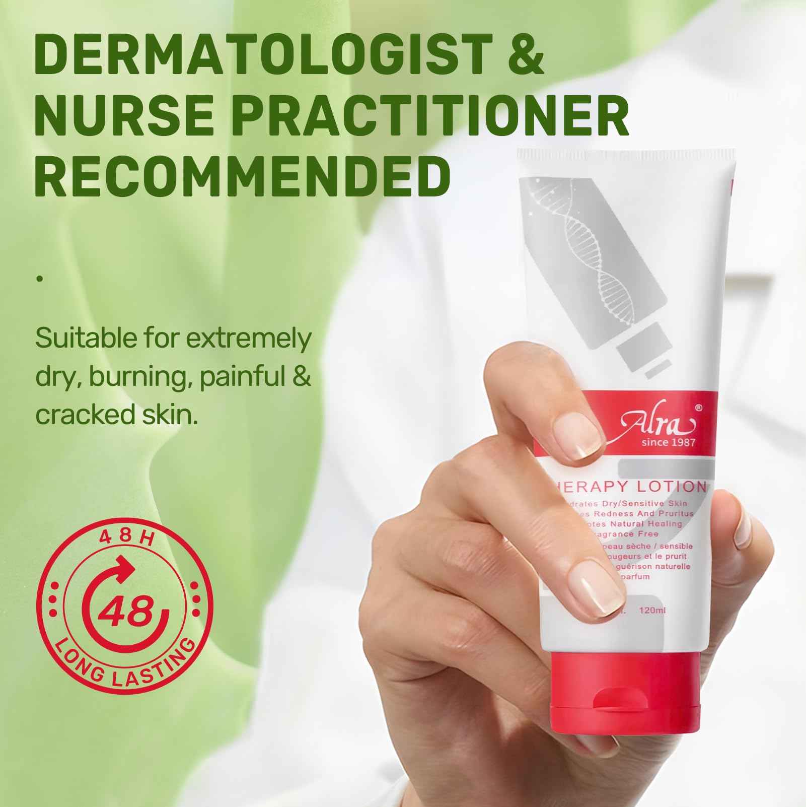 Alra Lotion for Extremely Dry Skin, Face, Hands & Body Cream Moisturizer with Aloe Vera Gel + Lanolin Oil + VE, Itch Relief, After Sun Lotion with Hydrate, Soothe, Cool Benefits, Fragrance free, 4 oz