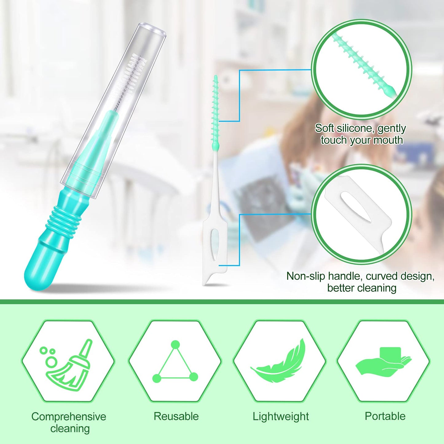 Patelai 350 Pieces Interdental Brush Tooth Floss Tooth Cleaning Tool Toothpick Dental Flossing Head Oral Flosser Refill Dental Flosser Toothpick Cleaners