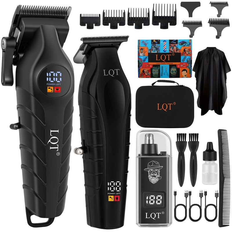 LQT Hair Clippers for Men Cordless Clippers and Trimmers Set Professional Electric Body Beard Mustache Trimmer for Men Nose and Ear Hair Trimmer with Comb, Wrap, Bag, to Son Husband Father Men's Gifts
