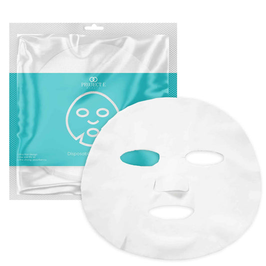 Project E Beauty 100pcs Disposable DIY Non-Woven Face Mask Paper Pre-Cut Facial Paper | For Home & Spa Salon Use | Cosmetic Facial Paper for Toner, Serum, or Lotion (100, Face Mask Shaped)
