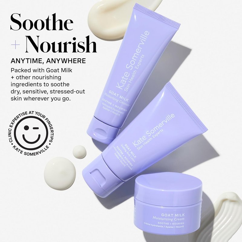 Kate Somerville Stressed Skin Saviors Travel Kit - Goat Milk Cleanser, Cream & Body Lotion Set