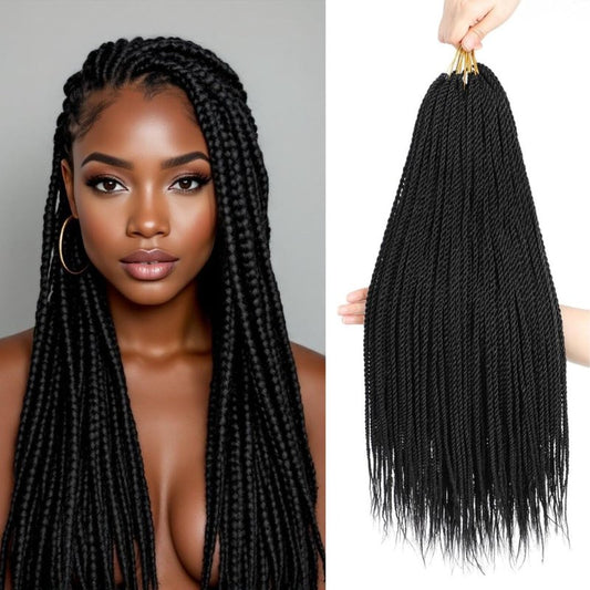 Senegalese Twist Crochet Hair for Women 22 Inch 8 Packs Pre Looped Crochet Braids Small Twist Braids Mini Twist Crochet Hair Natural Black
