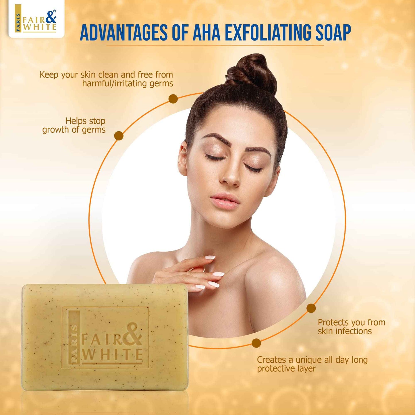 FAIR & WHITE Original AHA Exfoliating Soap - 200g / 7oz – Skin Brightening Soap, Lactic Acid Bar, Fade Dark Spots on: Face, Knees, Body & Armpits