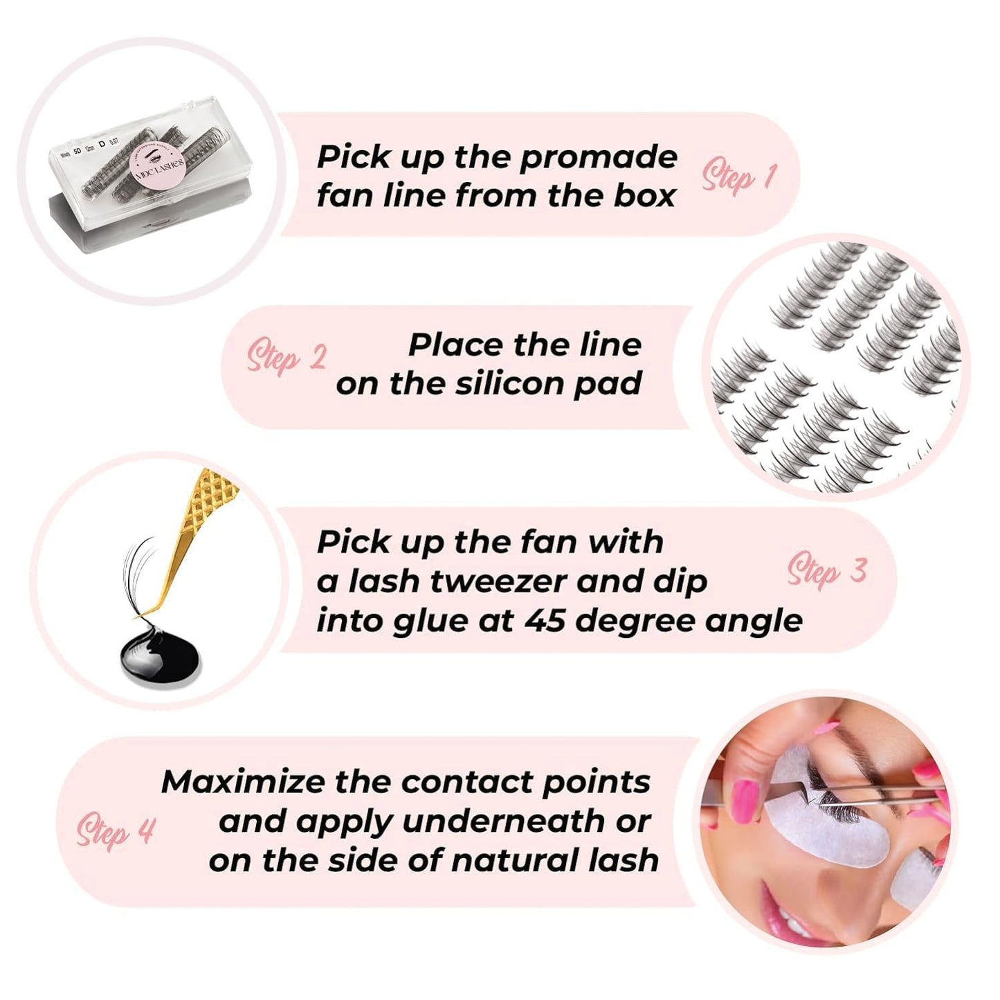 MDC LASHES 1000fans Promade Wispy Lash Extension Volume Lashes 0.05-0.07 Thickness, C/D/CC Curl, 8-18mm Loose Fans False Eyelashes 5D 7D 9D for Fluffy Eyelash Cluster (7D-0.07-C 14mm)