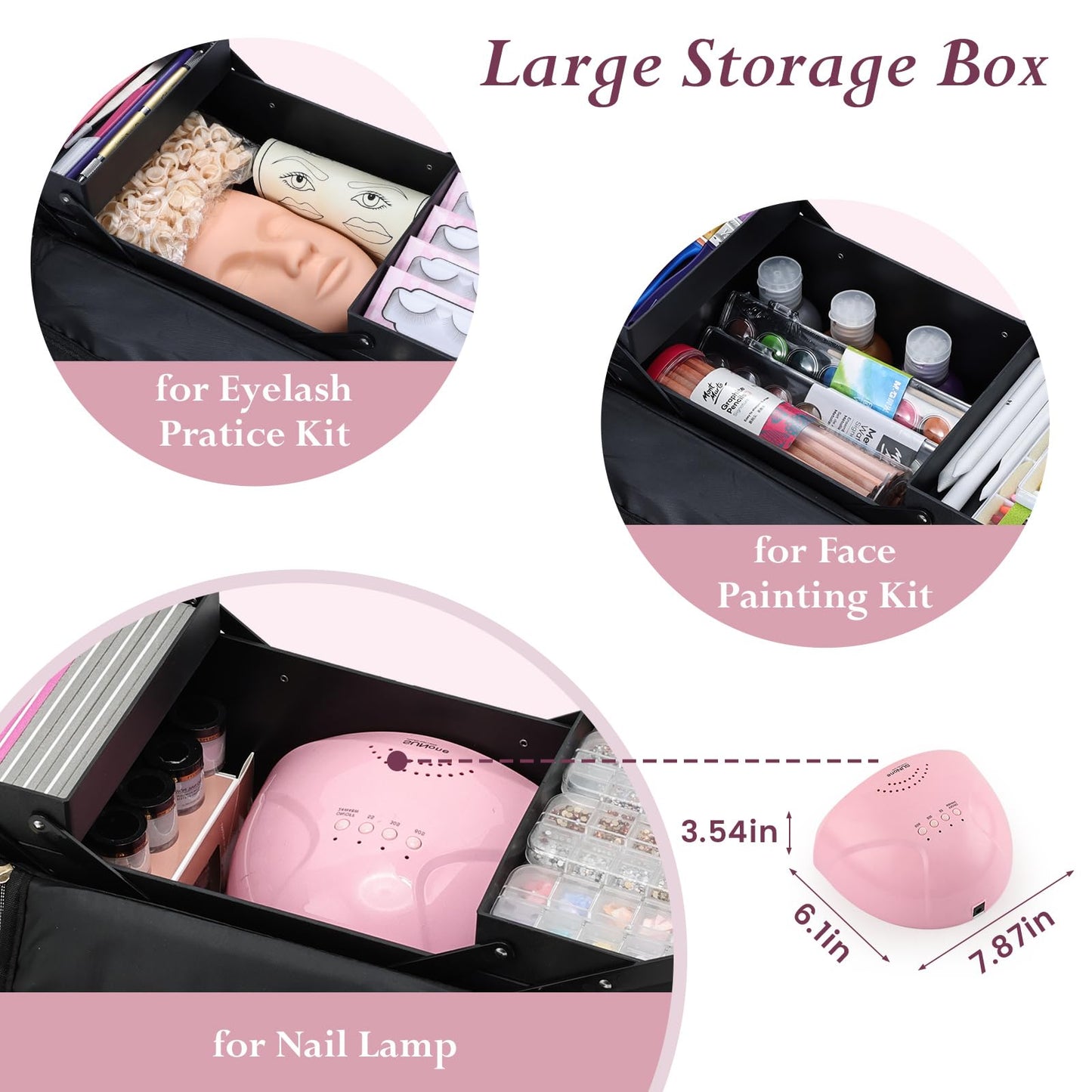 Yueieoun Large Travel Makeup Train Case, Big Makeup Bag Organizer Makeup Box,4 Tier Professional Cosmetic Storage Cases for Nail Tech Tattoo Storage Bag for Equipment and Supplies with luggage Sleeve