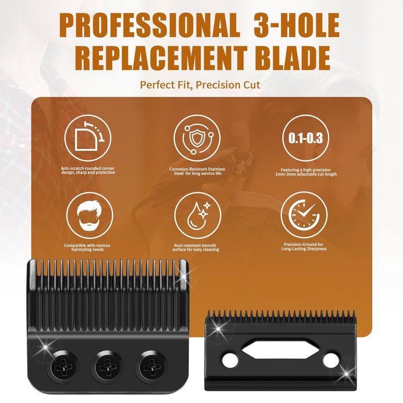1005-100 Professional 3-Hole Blade,Compatible with Wahl Designer,Senior, Cordless Designer,Pilot,Sterling 4 and Nugget Clippers, 1mm-3mm Cut Length(Black) (1 Pack)