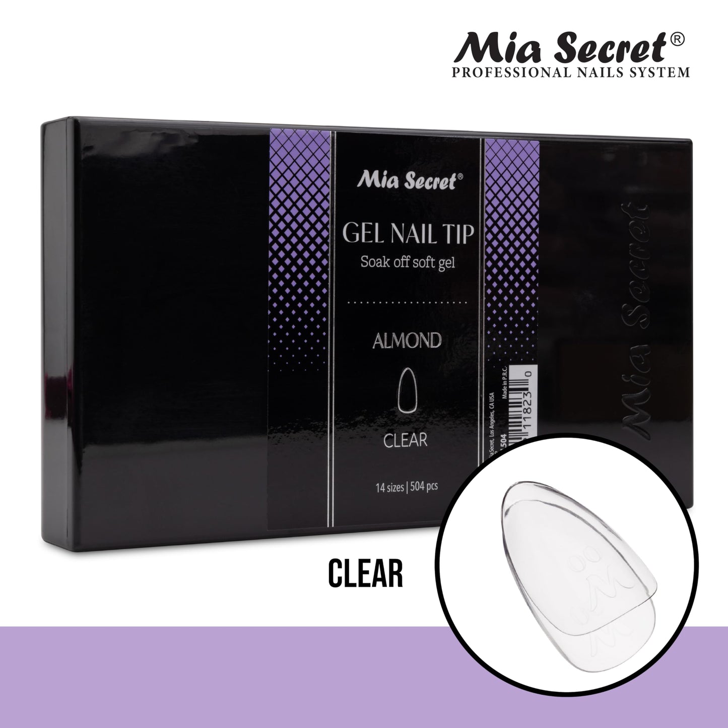 Mia Secret Soak off CLEAR Soft Gel Nail Tip MADE IN USA for Salon and DIY (Clear 504 Tips, Almond)