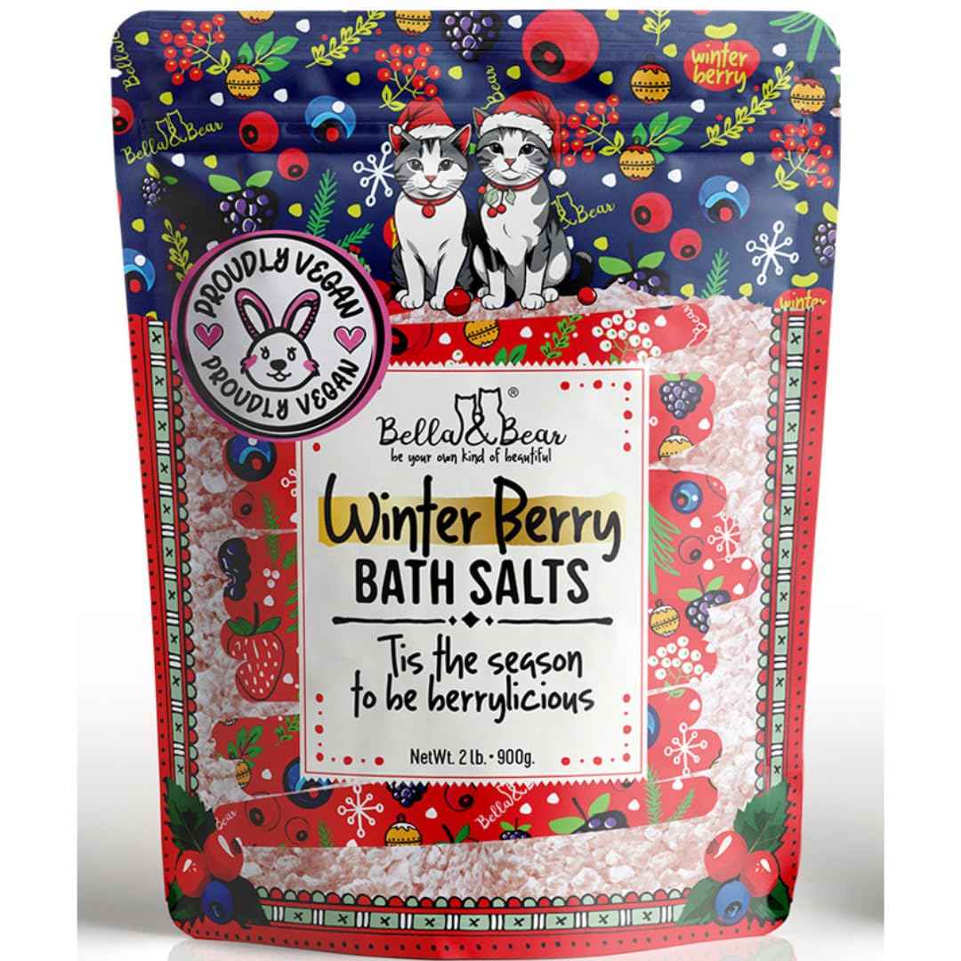 Bella & Bear Winter Berry Bath Salts, Cruelty Free Festive Christmas Packaging - Stocking Stuffer Gift