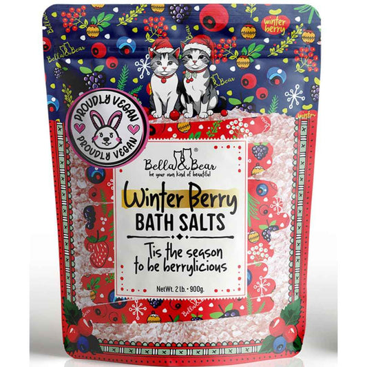 Bella & Bear Winter Berry Bath Salts, Cruelty Free Festive Christmas Packaging - Stocking Stuffer Gift