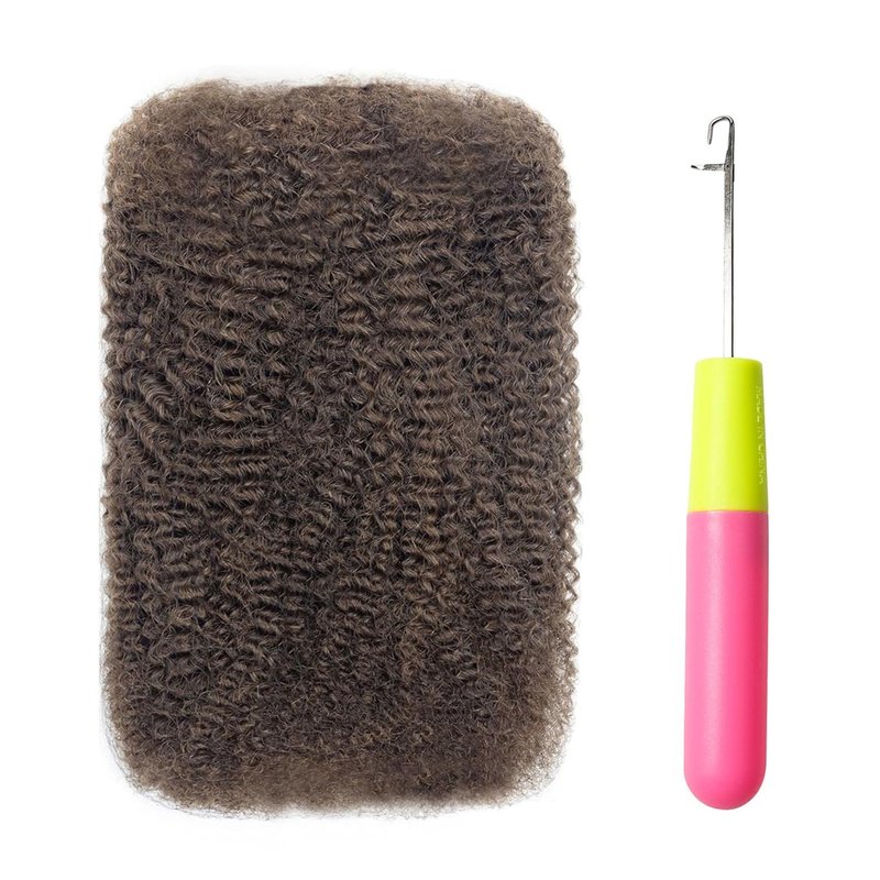 EV&ET Pre-sretched Afro Kinkys Bulk Human Hair Human Hair for Locs/Twists/Braids/Repair Locs Afro Kinky Curly Bulk Can Bleach And Dye(#4,14inch 50g)