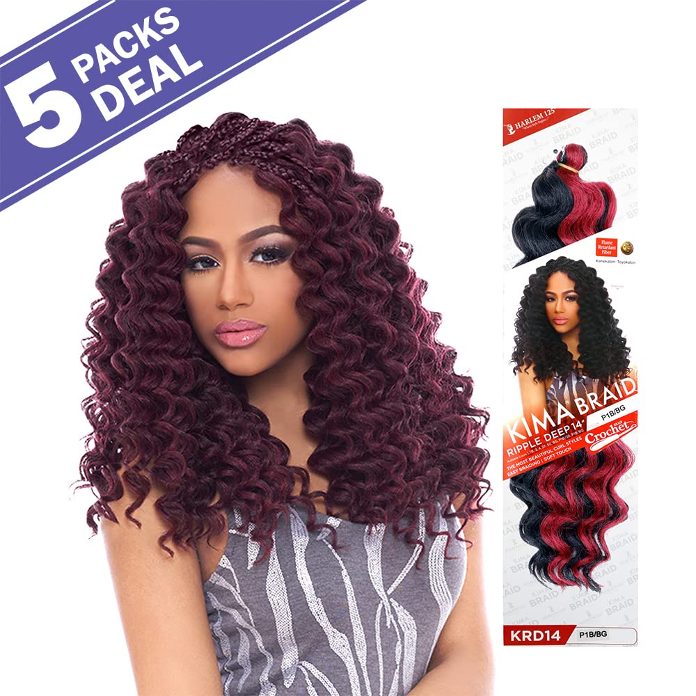 Harlem 125 Harlem125 Synthetic Hair Braids Kima Braid Ripple Deep 14 inches (5-pack, 4)