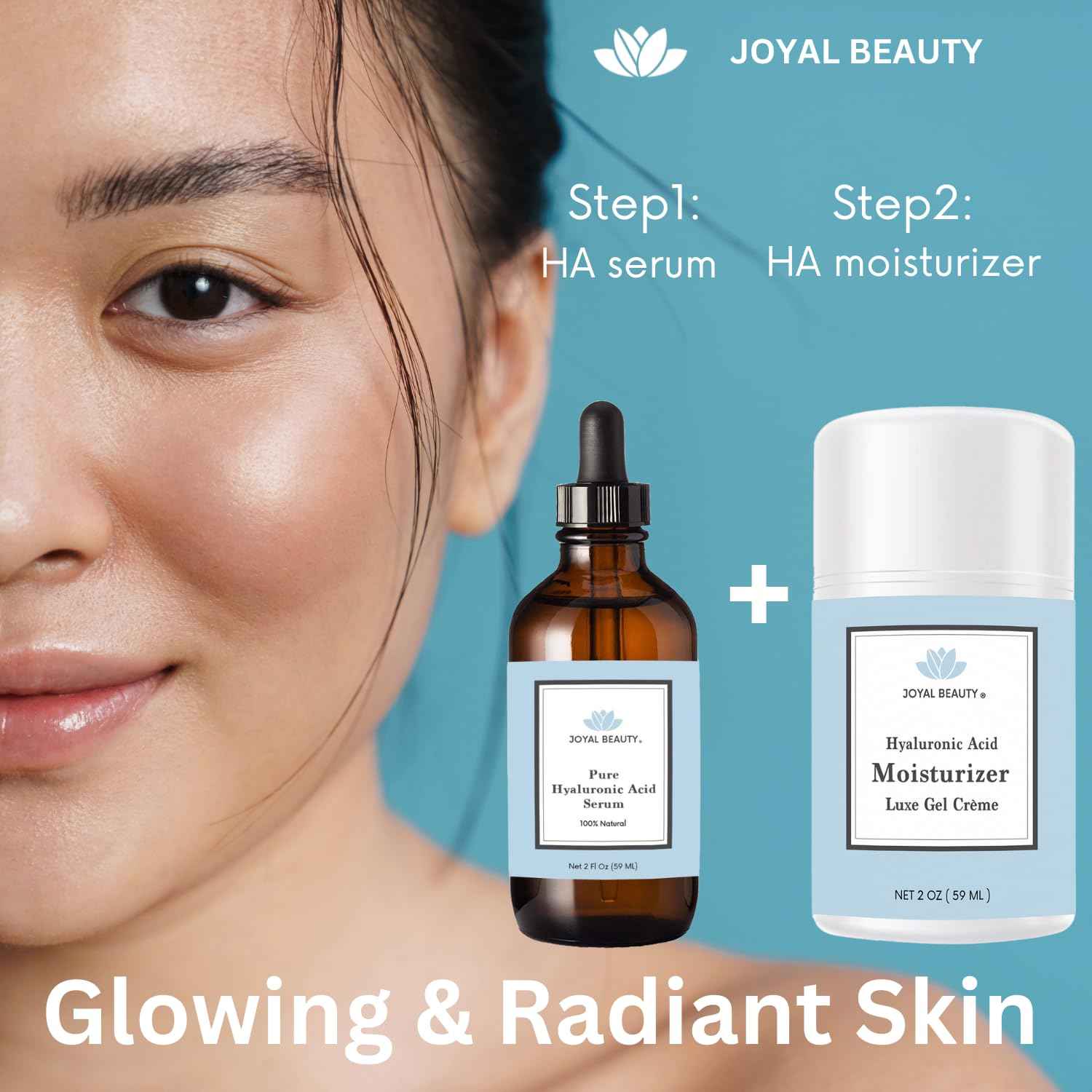 JOYAL BEAUTY Hyaluronic Acid Moisturizer Gel Cream. All-In-One Anti-Aging Face Eye Cream Infused with Peptides, Vitamins B C E Tightens and lifts sagging skin on face, eyes, and neck.