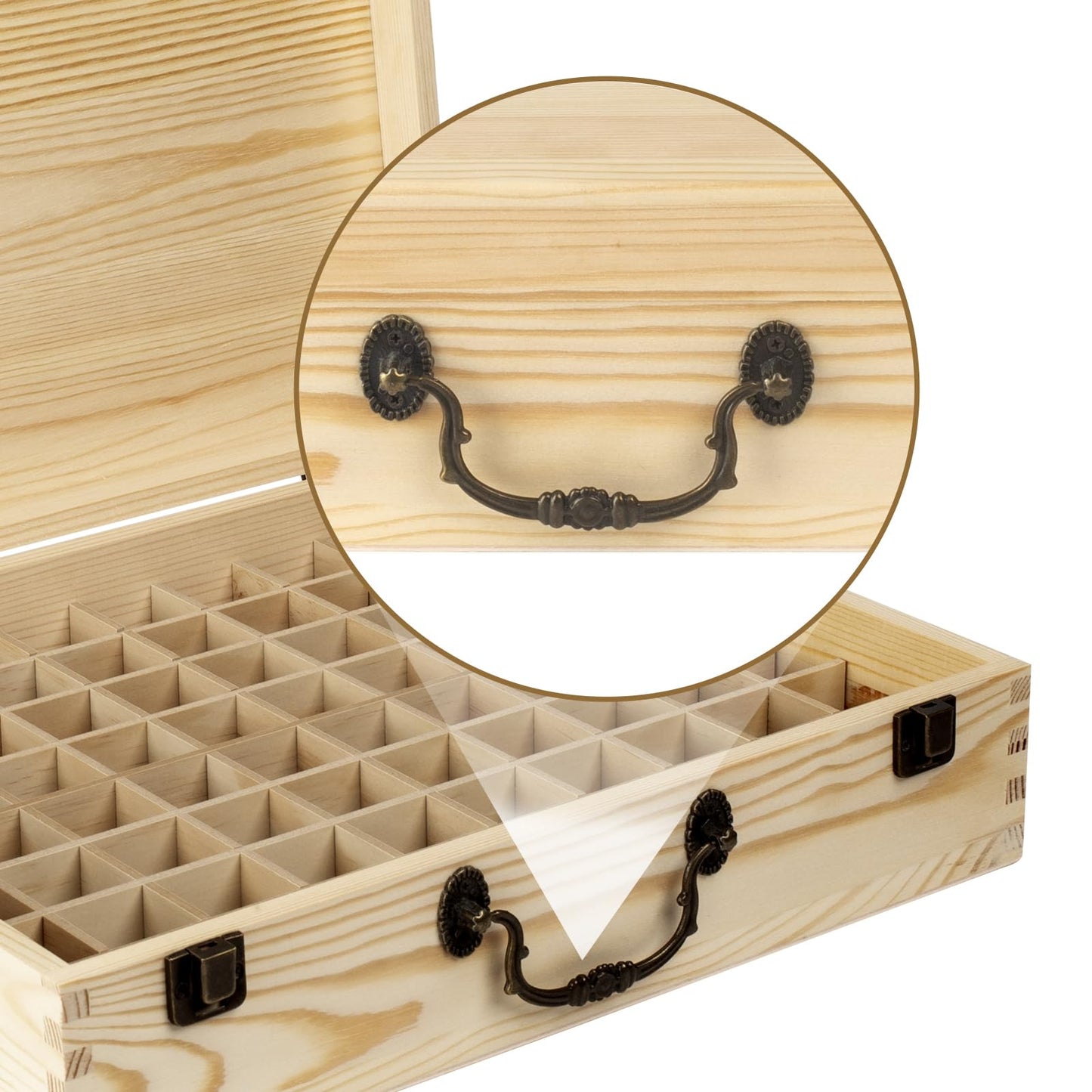 Guolich Essential Oil 80 Slots Storage Box Wooden Essential Oils Display Organizer Stand Holder for 15 ml Bottles Nail Polish Collection.