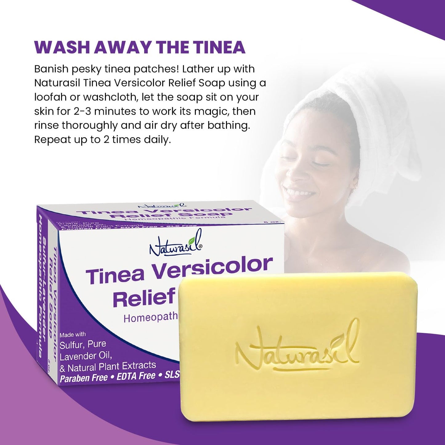 Tinea Versicolor Treatment Soap (2) 5oz Bars | Max-Strength 10x Fast-Acting Antifungal Relief | Sulfur Soap Soothes & Restores Skin Pigment | Adult & Child Safe by Naturasil (2 Pack)