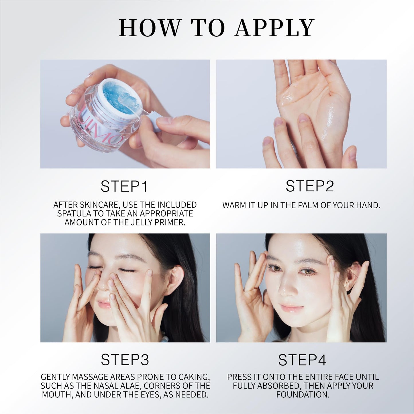 UIMO Face Primer, Hydrating Gel Makeup Base for Smooth Skin, Long-Lasting Dewy Finish, 8-Hour Moisture, 2.11 Fl Oz Total (1.01 Fl Oz + 1.1 Fl Oz Refill)