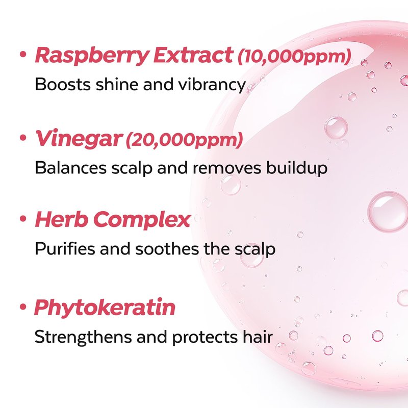 A’PIEU Raspberry Hair Vinegar Rinse & Refill Set for Scalp Detox & Clean, Smooth & Shiny Hair, Clarifying Treatment for Dandruff, Buildup, pH Balancing, Korean Haircare (6.76 fl oz |13.6 fl oz)