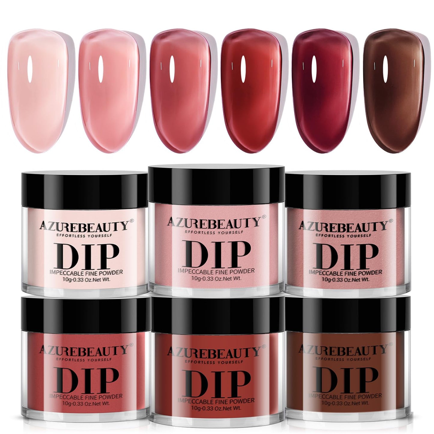 AzureBeauty Dip Powder Set 6 Pcs Jelly Blush Gradient , Natural Dipping Powder French Nail Art Starter Manicure Salon DIY at Home