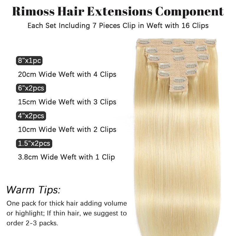 Rimoss Clip in Hair Extensions Real Human Hair - Burgundy Red Color, 14 Inch 7pcs - Soft Remy Human Hair Clip in Hair Extensions Straight for Women (#99J 14 Inch)