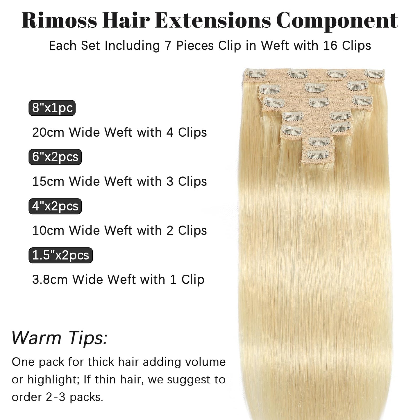 Rimoss Clip in Hair Extensions Real Human Hair - Burgundy Red Color, 16 Inch 7pcs - Soft Remy Hair Extensions Real Human Hair Clip ins Straight for Women (#99J 16 Inch)