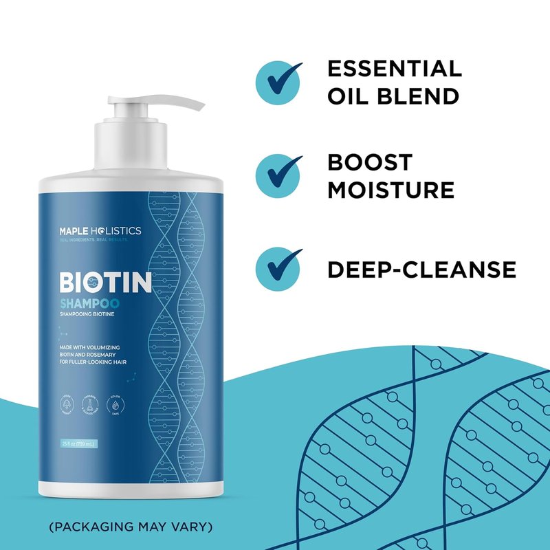 Rosemary & Biotin Shampoo for Thinning Hair - Vegan Volumizing Formula with B Vitamins & Argan Oil | 25 Fl Oz