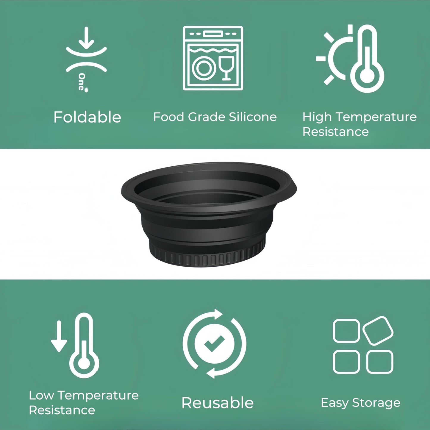 Portable Ice Bath Bowl for Face - Collapsible Silicone Bowl with Built-In Ice Tray for Acne Relief, Pore Minimizing & Glowing Skin | Cold Therapy for Home, Travel & Parties (Black)