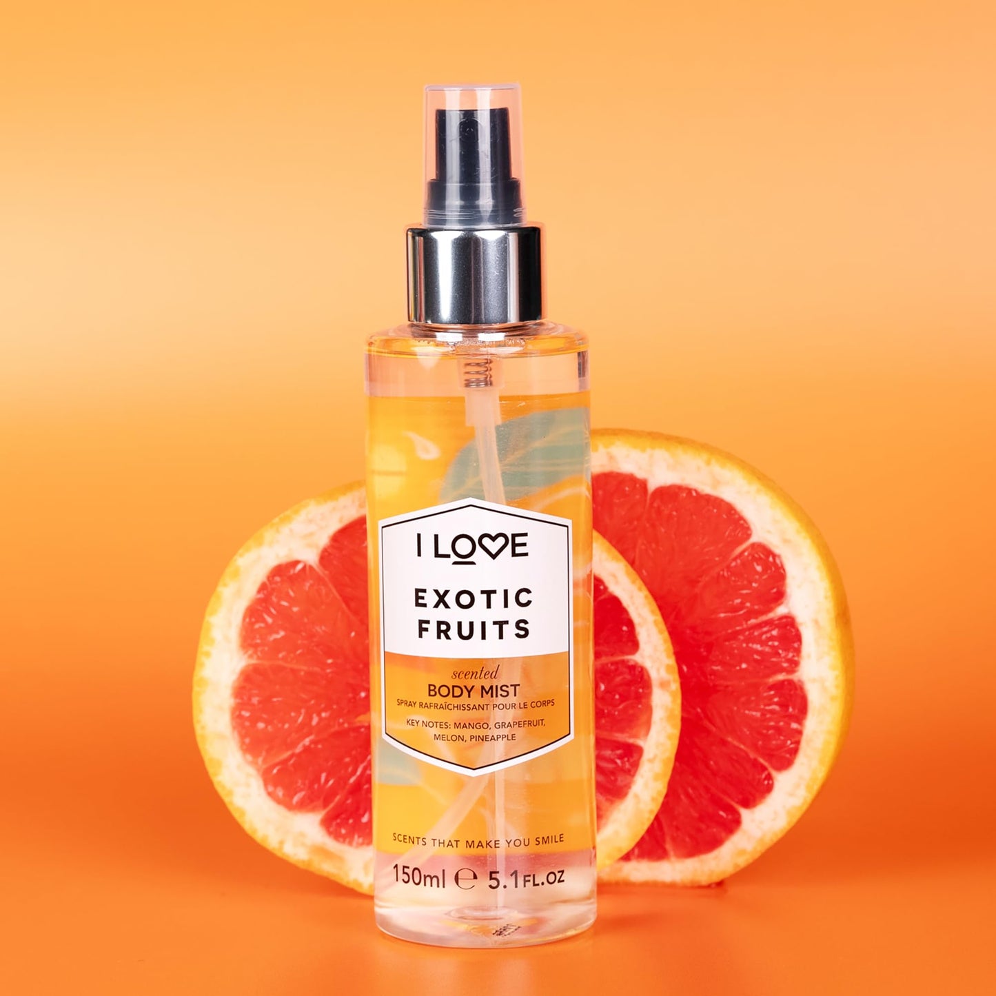 I Love Cosmetics Body Mist Gift Set - Glazed Raspberry, Violet Dreams, English Rose, Vanilla Milk, and Exotic Fruit - Long Lasting Body Sprays - 5 pc