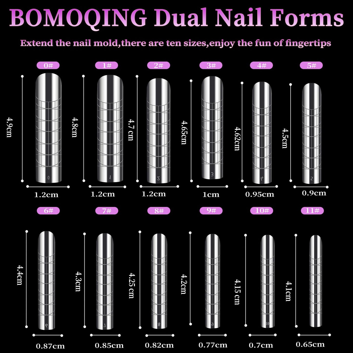 BOMOQING 120 PCS Dual Nail Forms with 100 PCS Nail Forms for Gel Nail Poly 24 PCS Duet System Forms, Full Cover Long Coffin Nail Forms for Builder Gel Nail Art Design Salon&DIY/042