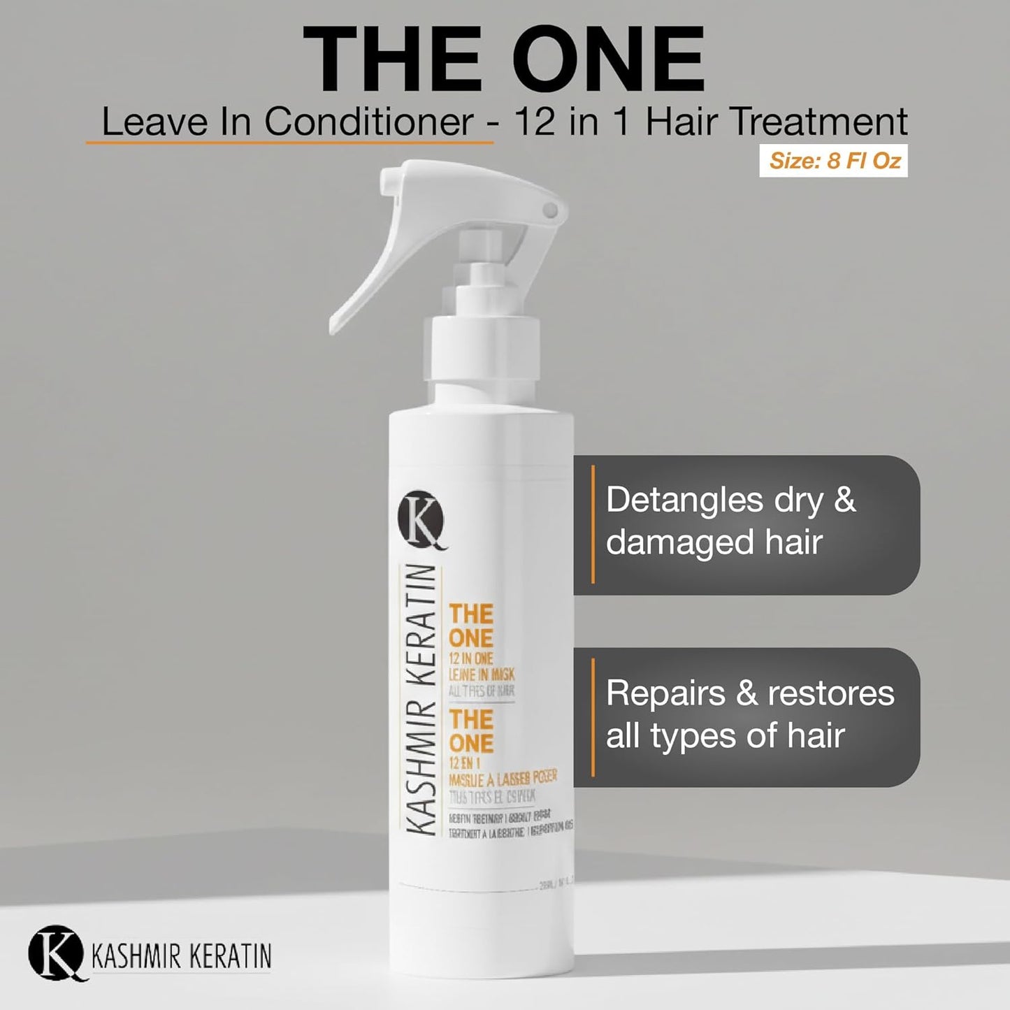 Kashmir Keratin Leave-In Conditioner Spray - 12-in-1 Hair Treatment for Frizz Control & Hydration | 8 Fl Oz