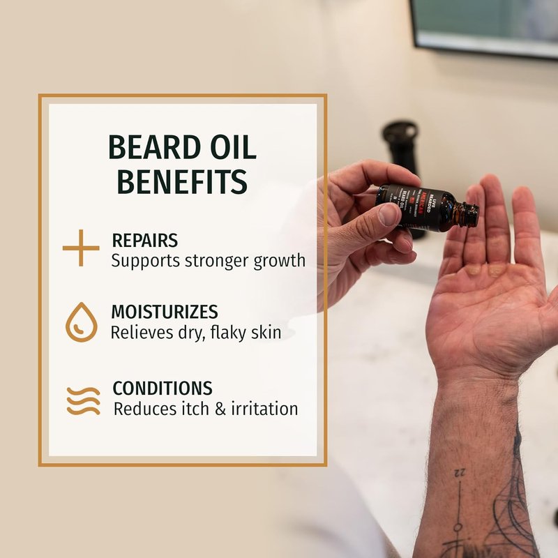 Beard Oil for Men - All-Natural Jojoba for Healthy Hair & Skin | 1 fl oz - 1880 Bourbon Citrus Scent