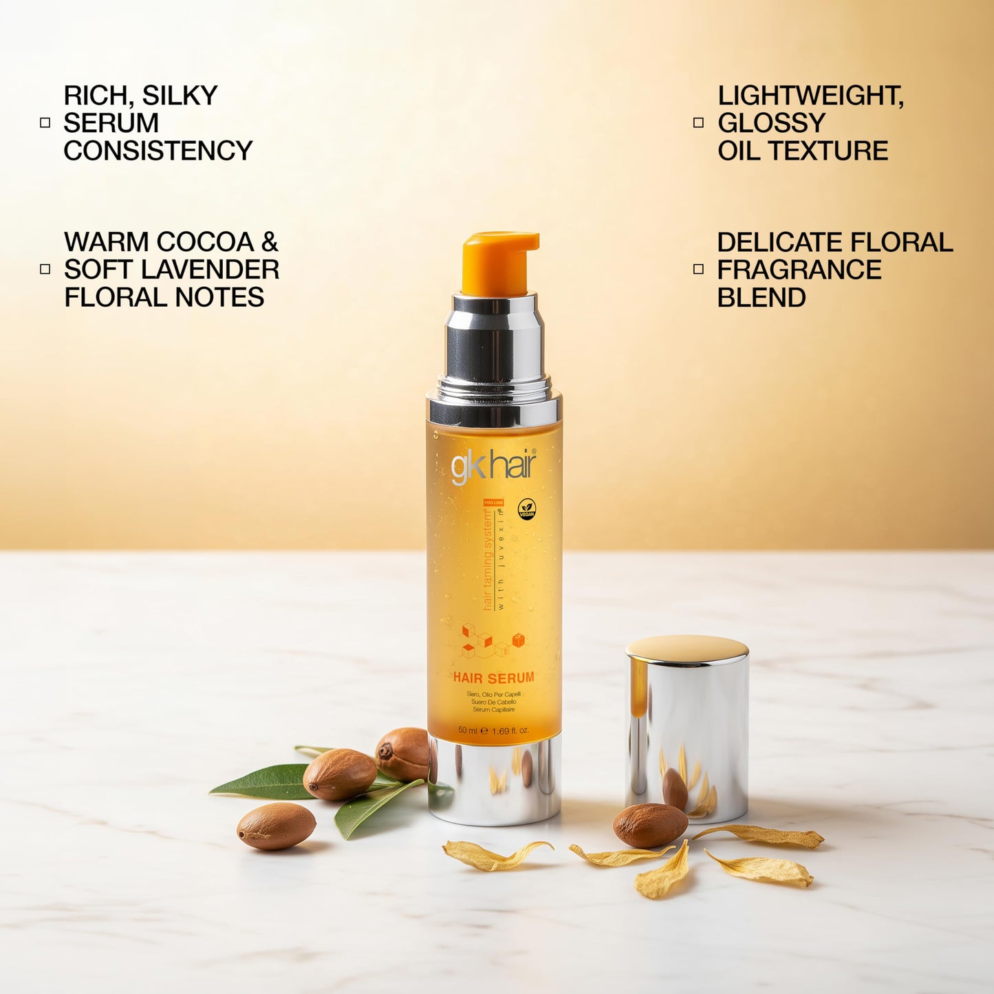 GK HAIR - Hair Oil Serum 1.69 Oz - Smooth Frizz Control & Shine Enhancement - Dry, Frizzy, Damaged & Dull Hair - Argan Oil Hair Serum with Plant Based Protein and Natural Silicones Lightweight Finish