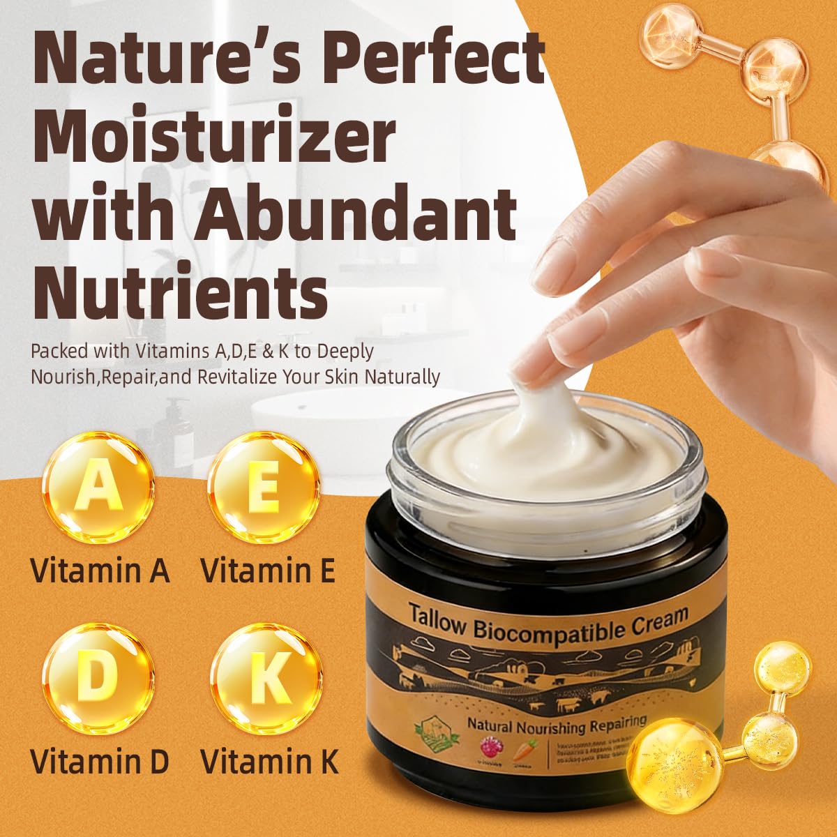 Wholly Kaw Grass-Fed Beef Tallow Face Moisturizer | Non-Nano Zinc Oxide | Unscented | Preservative Free | Odor Free | Sensitive & Dry Skin | Glass Jar 3.52 oz