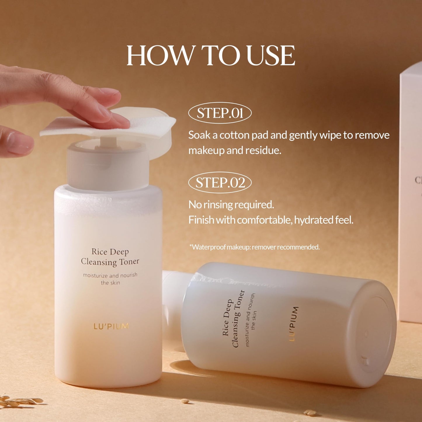 LU'PIUM Rice Deep Cleansing Toner – 81% Rice Cleansing Water for Pore Purifying, Hyaluronic Acid, Makeup Remover, Hydrated Finish, Korean Skincare (300ml, 10.14 fl.oz.)